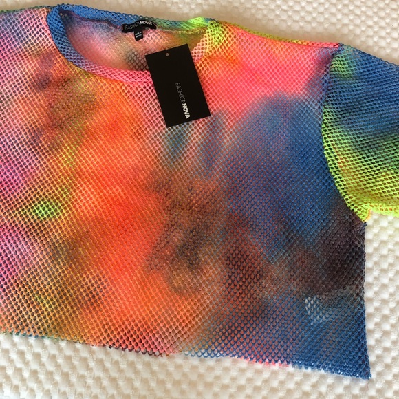 Fashionnova Bubble Gum Baddie Fishnet Top - Picture 3 of 5